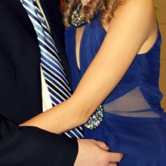 B. Darlin Navy Blue Embellished Open Back Dress - Picture 13 of 13